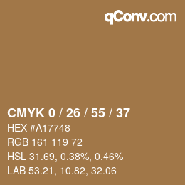 カラーコード: CMYK 0 / 26 / 55 / 37 | qconv.com