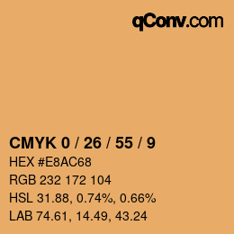 カラーコード: CMYK 0 / 26 / 55 / 9 | qconv.com