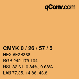 カラーコード: CMYK 0 / 26 / 57 / 5 | qconv.com