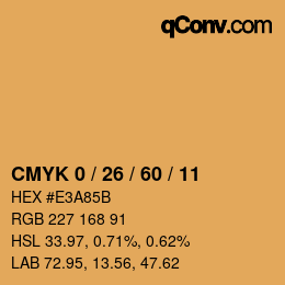 カラーコード: CMYK 0 / 26 / 60 / 11 | qconv.com