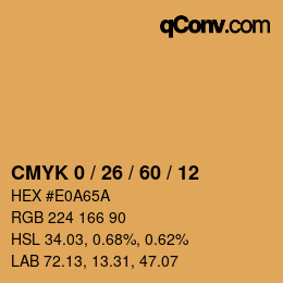 Farbcode: CMYK 0 / 26 / 60 / 12 | qconv.com