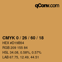 カラーコード: CMYK 0 / 26 / 60 / 18 | qconv.com