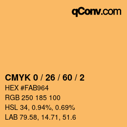 カラーコード: CMYK 0 / 26 / 60 / 2 | qconv.com
