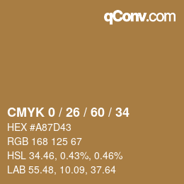 颜色代码: CMYK 0 / 26 / 60 / 34 | qconv.com