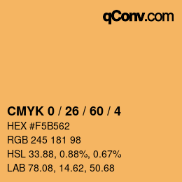 Color code: CMYK 0 / 26 / 60 / 4 | qconv.com