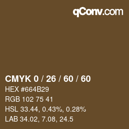カラーコード: CMYK 0 / 26 / 60 / 60 | qconv.com
