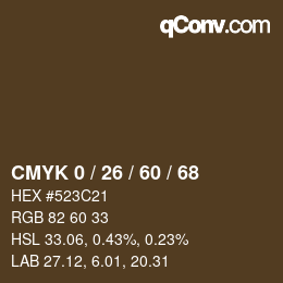 カラーコード: CMYK 0 / 26 / 60 / 68 | qconv.com