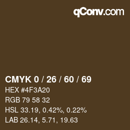 カラーコード: CMYK 0 / 26 / 60 / 69 | qconv.com