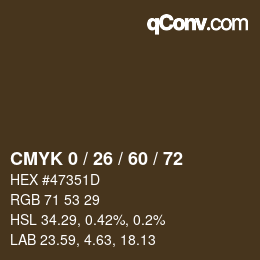Color code: CMYK 0 / 26 / 60 / 72 | qconv.com