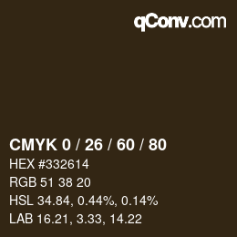 カラーコード: CMYK 0 / 26 / 60 / 80 | qconv.com