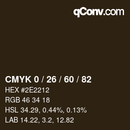 カラーコード: CMYK 0 / 26 / 60 / 82 | qconv.com