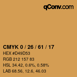 Color code: CMYK 0 / 26 / 61 / 17 | qconv.com
