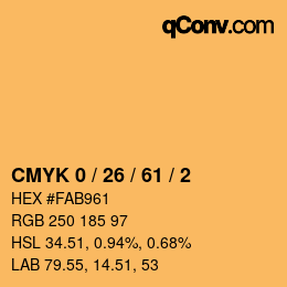 Color code: CMYK 0 / 26 / 61 / 2 | qconv.com