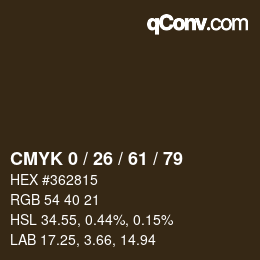 カラーコード: CMYK 0 / 26 / 61 / 79 | qconv.com
