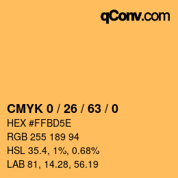 Color code: CMYK 0 / 26 / 63 / 0 | qconv.com