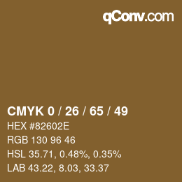 カラーコード: CMYK 0 / 26 / 65 / 49 | qconv.com