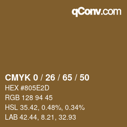 カラーコード: CMYK 0 / 26 / 65 / 50 | qconv.com