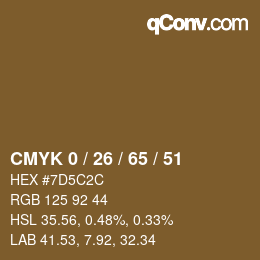 Color code: CMYK 0 / 26 / 65 / 51 | qconv.com