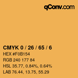 カラーコード: CMYK 0 / 26 / 65 / 6 | qconv.com