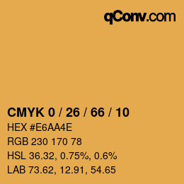 カラーコード: CMYK 0 / 26 / 66 / 10 | qconv.com