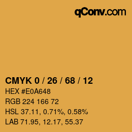 颜色代码: CMYK 0 / 26 / 68 / 12 | qconv.com