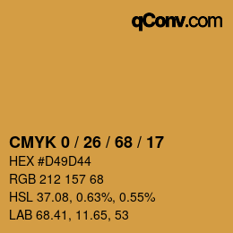 カラーコード: CMYK 0 / 26 / 68 / 17 | qconv.com