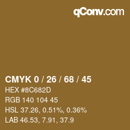 Color code: CMYK 0 / 26 / 68 / 45 | qconv.com
