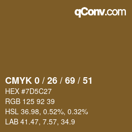Color code: CMYK 0 / 26 / 69 / 51 | qconv.com
