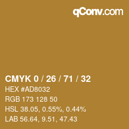Color code: CMYK 0 / 26 / 71 / 32 | qconv.com