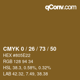 Farbcode: CMYK 0 / 26 / 73 / 50 | qconv.com
