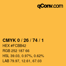 Color code: CMYK 0 / 26 / 74 / 1 | qconv.com