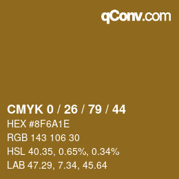 カラーコード: CMYK 0 / 26 / 79 / 44 | qconv.com