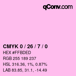 カラーコード: CMYK 0 / 26 / 7 / 0 | qconv.com