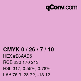 カラーコード: CMYK 0 / 26 / 7 / 10 | qconv.com