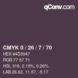 Color code: CMYK 0 / 26 / 7 / 70 | qconv.com
