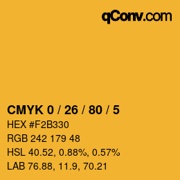 Color code: CMYK 0 / 26 / 80 / 5 | qconv.com