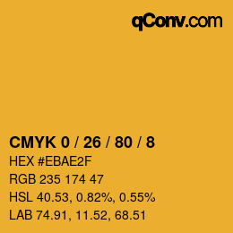 カラーコード: CMYK 0 / 26 / 80 / 8 | qconv.com