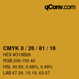 颜色代码: CMYK 0 / 26 / 81 / 18 | qconv.com