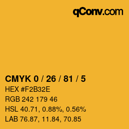 カラーコード: CMYK 0 / 26 / 81 / 5 | qconv.com
