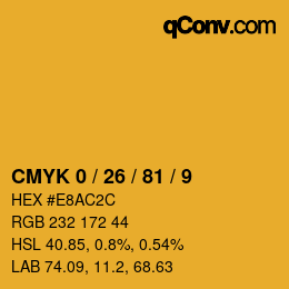 カラーコード: CMYK 0 / 26 / 81 / 9 | qconv.com