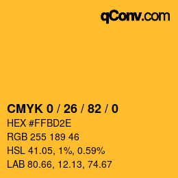 Color code: CMYK 0 / 26 / 82 / 0 | qconv.com