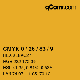 Color code: CMYK 0 / 26 / 83 / 9 | qconv.com