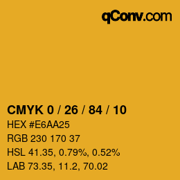 カラーコード: CMYK 0 / 26 / 84 / 10 | qconv.com