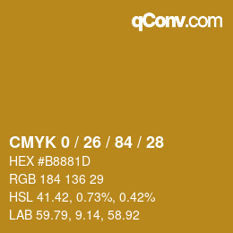 カラーコード: CMYK 0 / 26 / 84 / 28 | qconv.com