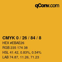 カラーコード: CMYK 0 / 26 / 84 / 8 | qconv.com