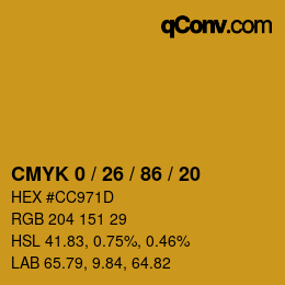 Color code: CMYK 0 / 26 / 86 / 20 | qconv.com