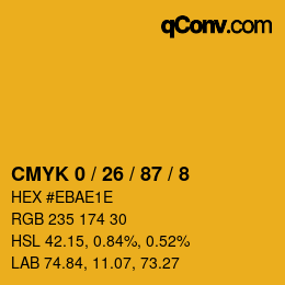 カラーコード: CMYK 0 / 26 / 87 / 8 | qconv.com
