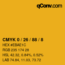 カラーコード: CMYK 0 / 26 / 88 / 8 | qconv.com