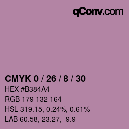 カラーコード: CMYK 0 / 26 / 8 / 30 | qconv.com