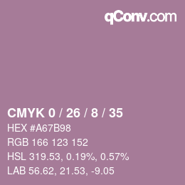 カラーコード: CMYK 0 / 26 / 8 / 35 | qconv.com